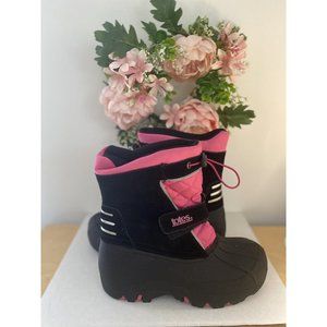 Totes Jillian Big Girls' Winter Pink Black Boots Size 4 Waterproof Rain Boot EUC